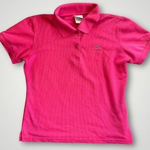 🍵 LACOSTE polo shirt hot pink collar 2 buttons 100% cotton size XXL